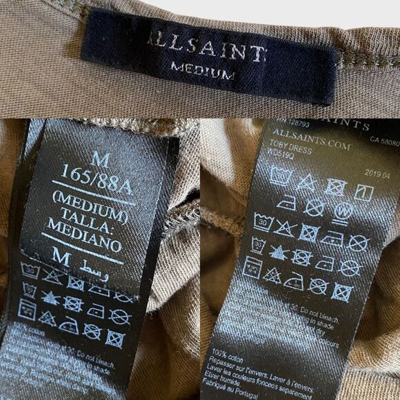 ALLSAINTS Toby Racerback Dress in Khaki Green Women's Size M Minimalist Grunge - Picture 15 of 16